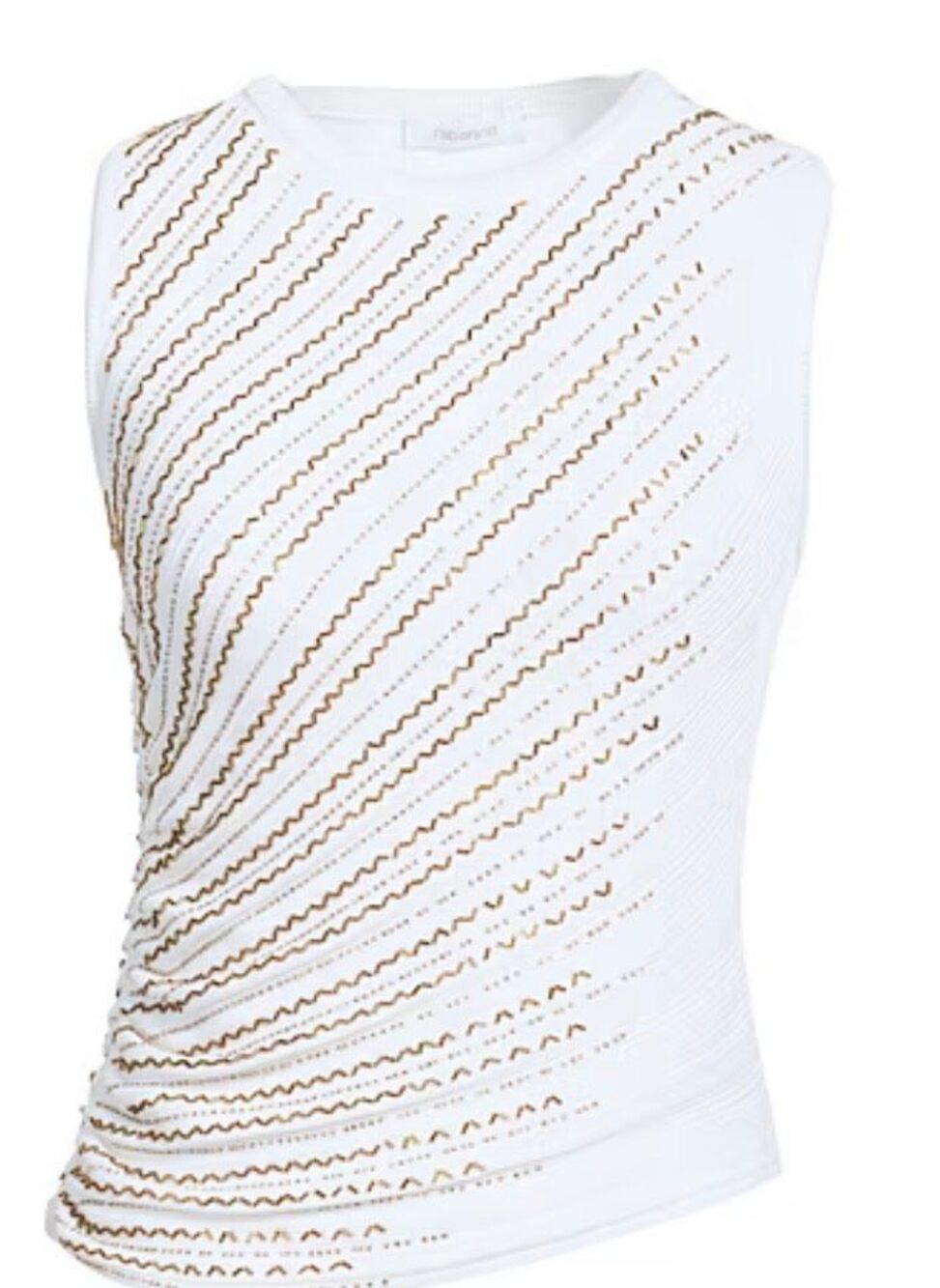 Rabanne Beaded Ruched Top in White NWT Size XS